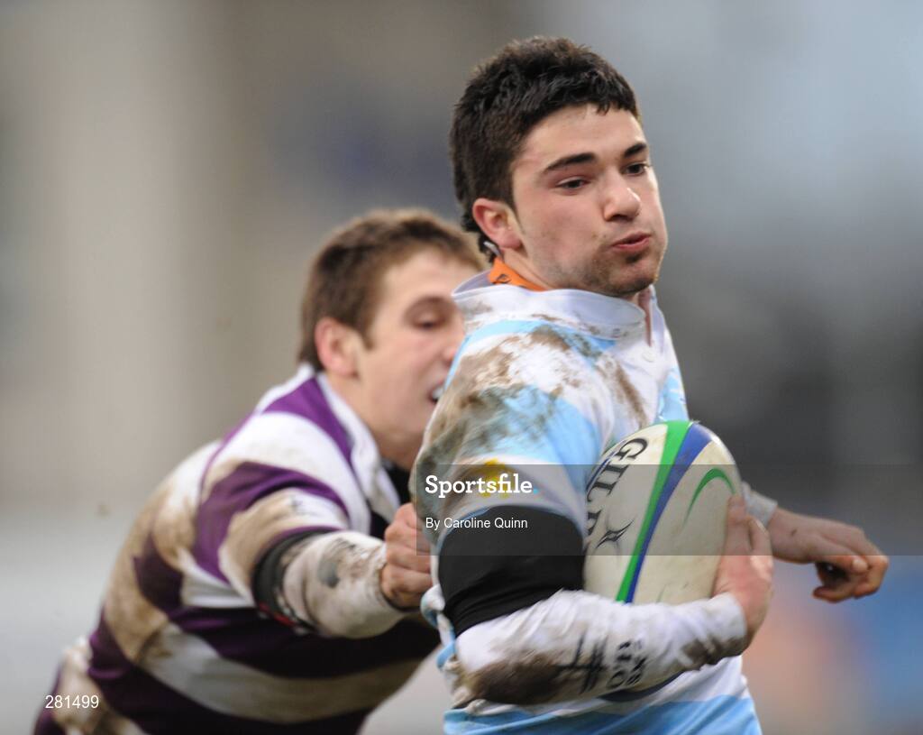 3 February 2008; Gavin Greene, Blackrock, gets past the  tackle of Nick McNamara, Clongowes Wood,  to score his side's only try. Leinster Schools Senior Cup Quarter-Final, Blackrock College v Clongowes Wood College, Donnybrook, Dublin. Picture credit; Caroline Quinn / SPORTSFILE