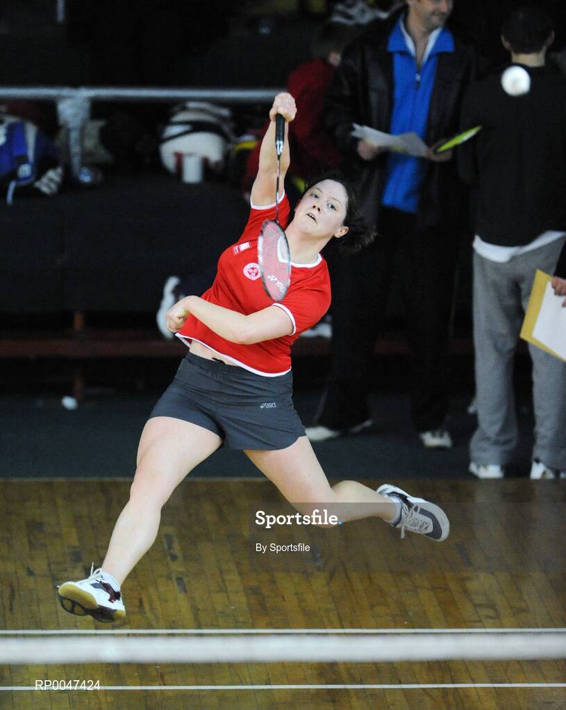 2 February 2008; Aoife Ahern in action against Emma Callow during the Quarter-Finals of the Womens Senior Singles. Irish Senior National Badminton Championships 2008, Badminton Centre, Baldoyle, Dublin. Photo by Sportsfile