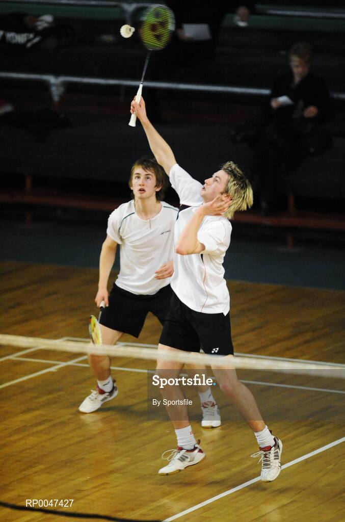 2 February 2008; Daniel Magee, right, and Sam Magee in action during the Quarter-Finals of the Mens Senior Doubles. Irish Senior National Badminton Championships 2008, Badminton Centre, Baldoyle, Dublin. Photo by Sportsfile