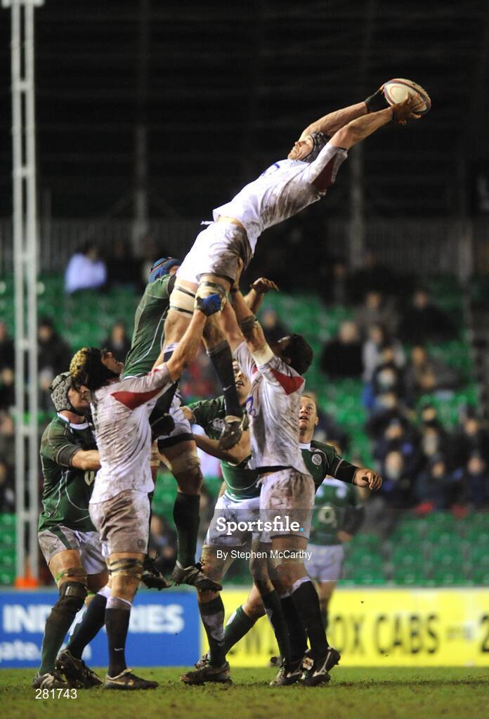 1 February 2008; Nick Kennedy, England Saxons, wins possession for his side in the line out. England Saxons v Ireland A, Welford Road, Leicester, England. Picture credit; Stephen McCarthy / SPORTSFILE