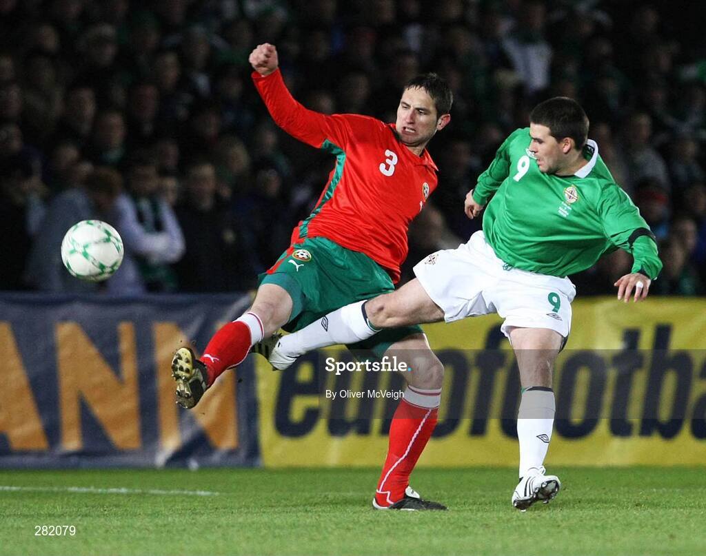 6 February 2008; David Healy, Northern Ireland, in action against Alexander Tunchev, Bulgaria. International Friendly, Northern Ireland v Bulgaria, Windsor Park, Belfast, Co. Antrim. Picture credit; Oliver McVeigh / SPORTSFILE