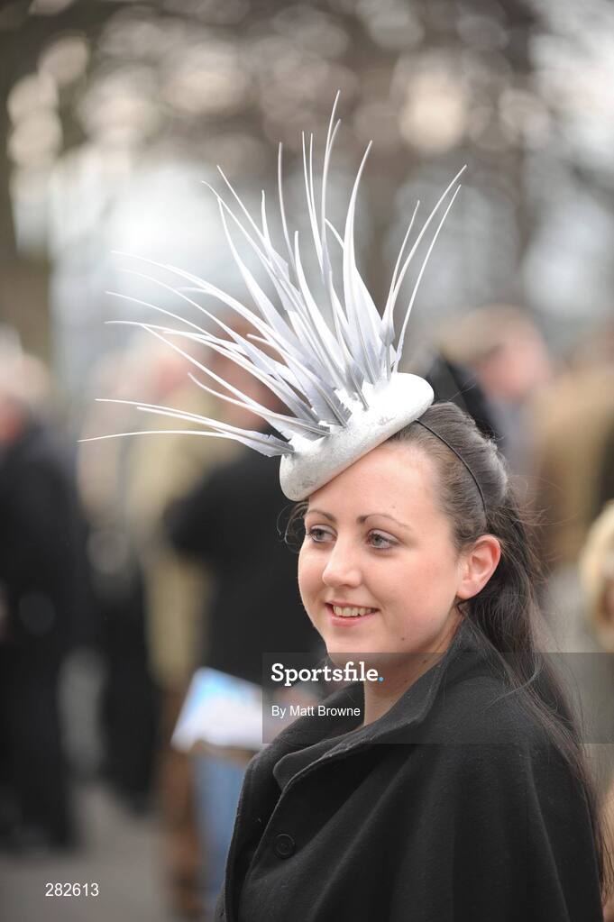 10 February 2008; Davina Lynch from Ballyjamesduff, Co.Cavan, enjoying the day's races. Leopardstown Racecourse, Dublin. Picture credit; Matt Browne / SPORTSFILE