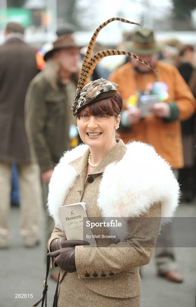 10 February 2008; Veronica Walsh, from Navan, Co. Meath, enjoying the day's races. Leopardstown Racecourse, Dublin. Picture credit; Matt Browne / SPORTSFILE