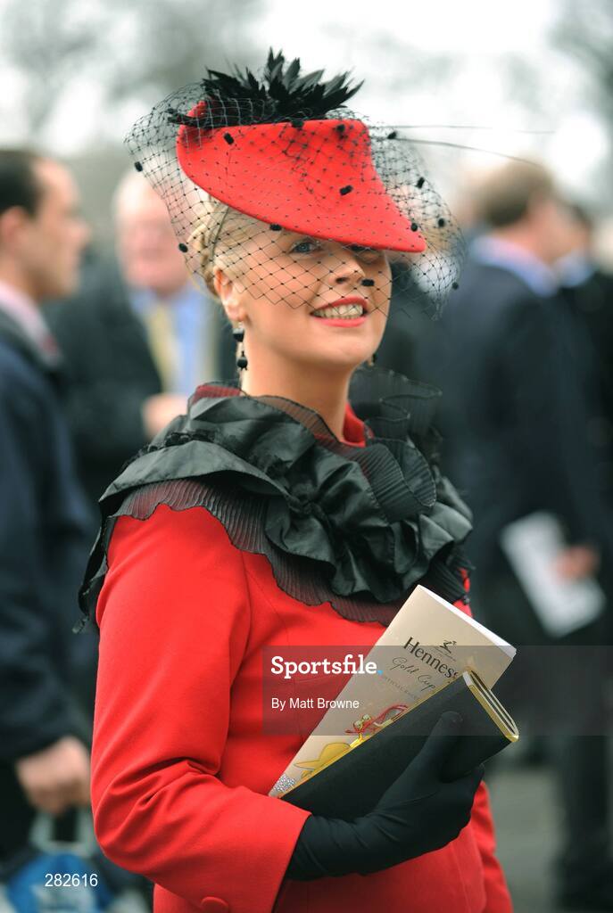 10 February 2008; Gillian Gilbourne, from Millstreet, Co. Cork, enjoying the day's races. Leopardstown Racecourse, Dublin. Picture credit; Matt Browne / SPORTSFILE