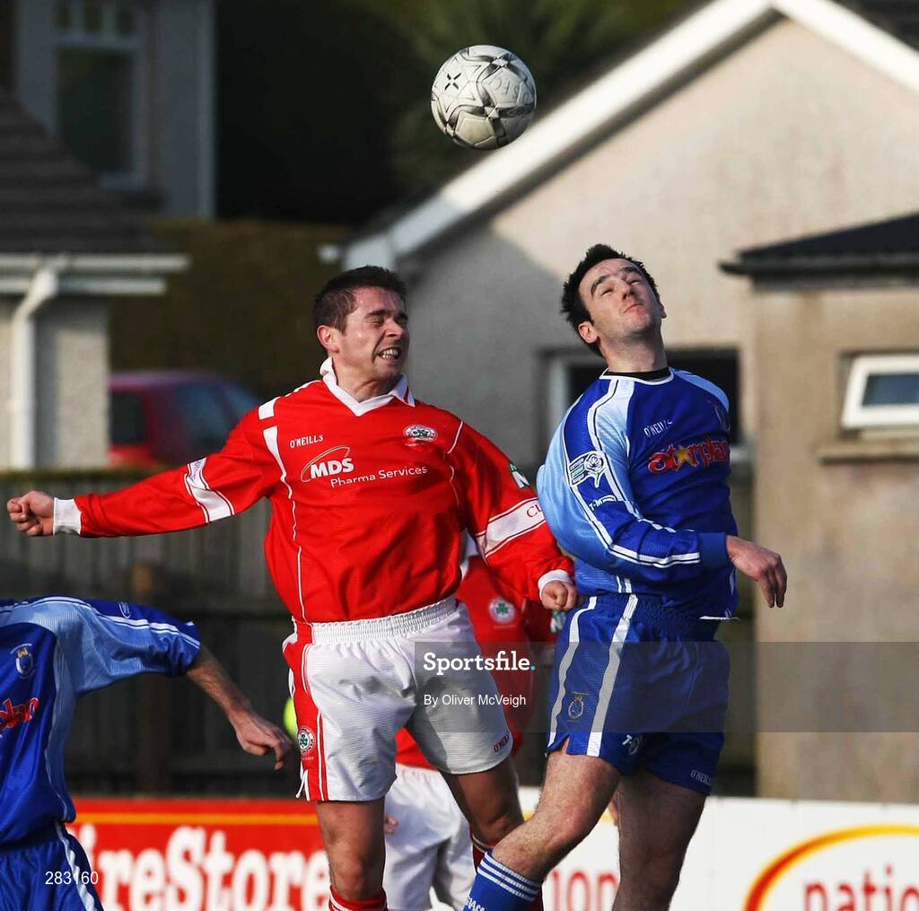 16 February 2008; John Curran, Dungannon Swifts, in action against Chris Scannell, Cliftonville. Carnegie League Premier Division, Dungannon Swifts v Cliftonville, Stangmore Park, Dungannon, Co. Tyrone. Picture credit; Oliver McVeigh / SPORTSFILE