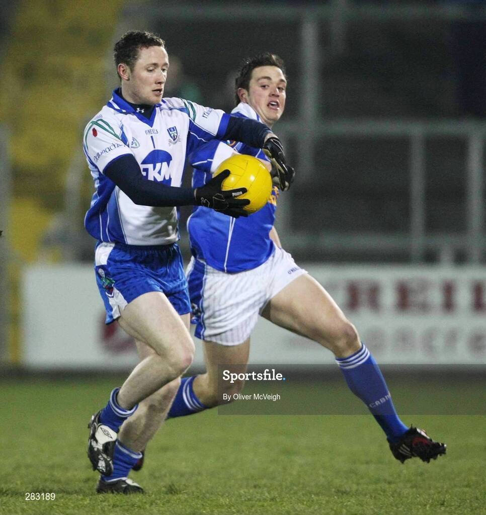 16 February 2008; Vincent Corey, Monaghan, in action against John McCutcheon, Cavan. Allianz National Football League, Division 2, Round 2, Cavan v Monaghan, Kingspan Breffni Park, Cavan. Picture credit; Oliver McVeigh / SPORTSFILE