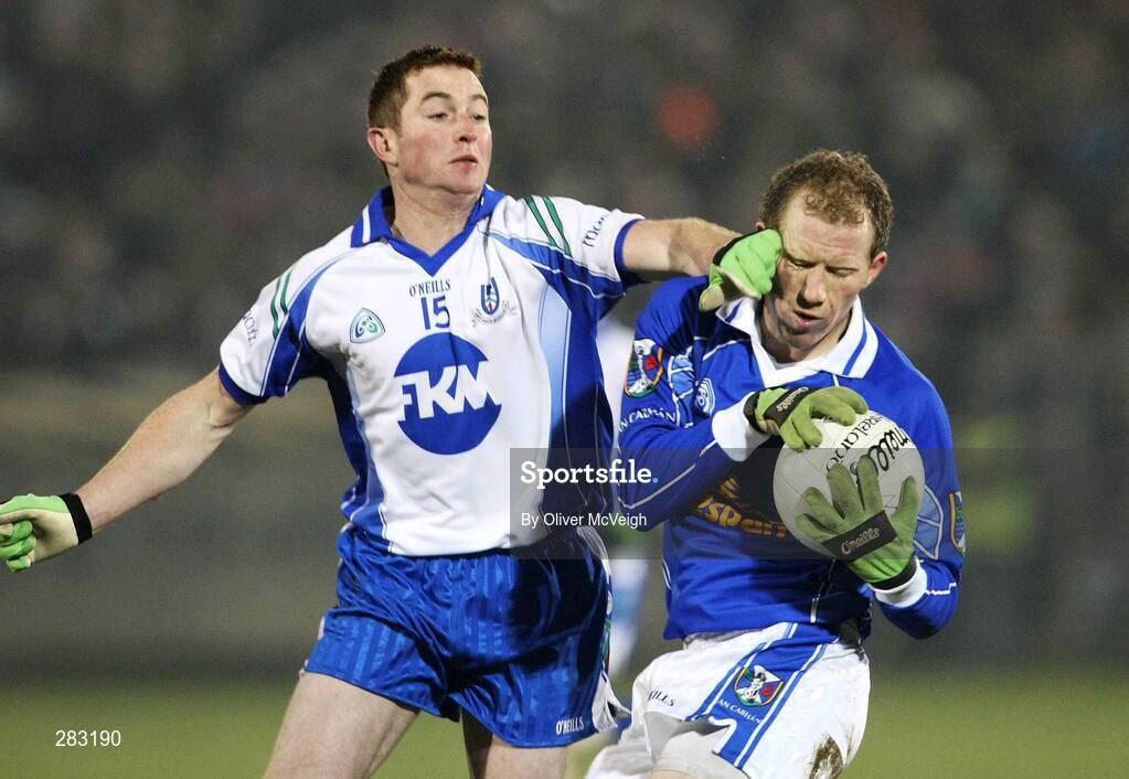 16 February 2008; Keith Fannin, Cavan, in action against Thomas Freeman, Monaghan. Allianz National Football League, Division 2, Round 2, Cavan v Monaghan, Kingspan Breffni Park, Cavan. Picture credit; Oliver McVeigh / SPORTSFILE