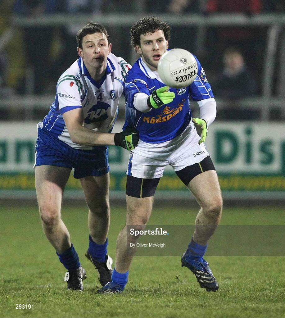 16 February 2008; Dermot Sheridan, Cavan, in action against Raymond Ronaghan, Monaghan. Allianz National Football League, Division 2, Round 2, Cavan v Monaghan, Kingspan Breffni Park, Cavan. Picture credit; Oliver McVeigh / SPORTSFILE
