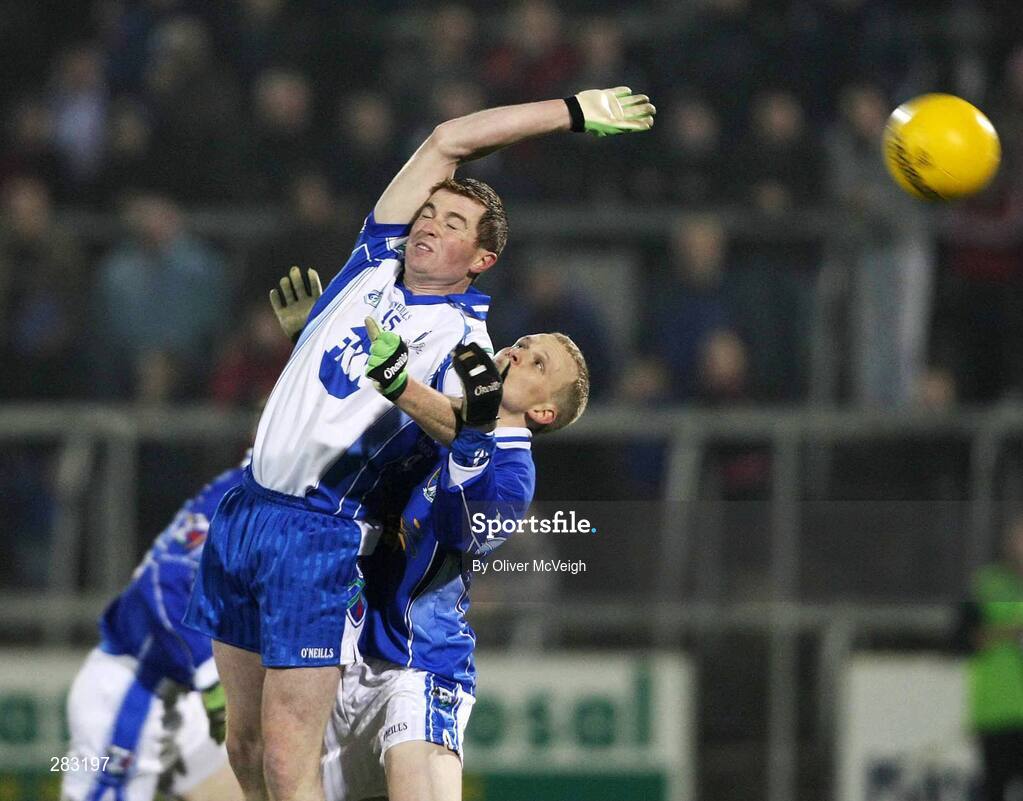 16 February 2008; Thomas Freeman, Monaghan, in action against Michael Brides, Cavan. Allianz National Football League, Division 2, Round 2, Cavan v Monaghan, Kingspan Breffni Park, Cavan. Picture credit; Oliver McVeigh / SPORTSFILE