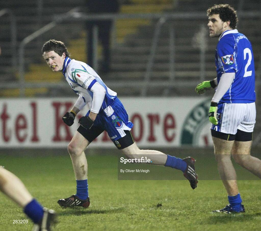 16 February 2008; Monaghan's Conor McManus turns to celebrate after scoring his side's second goal. Allianz National Football League, Division 2, Round 2, Cavan v Monaghan, Kingspan Breffni Park, Cavan. Picture credit; Oliver McVeigh / SPORTSFILE