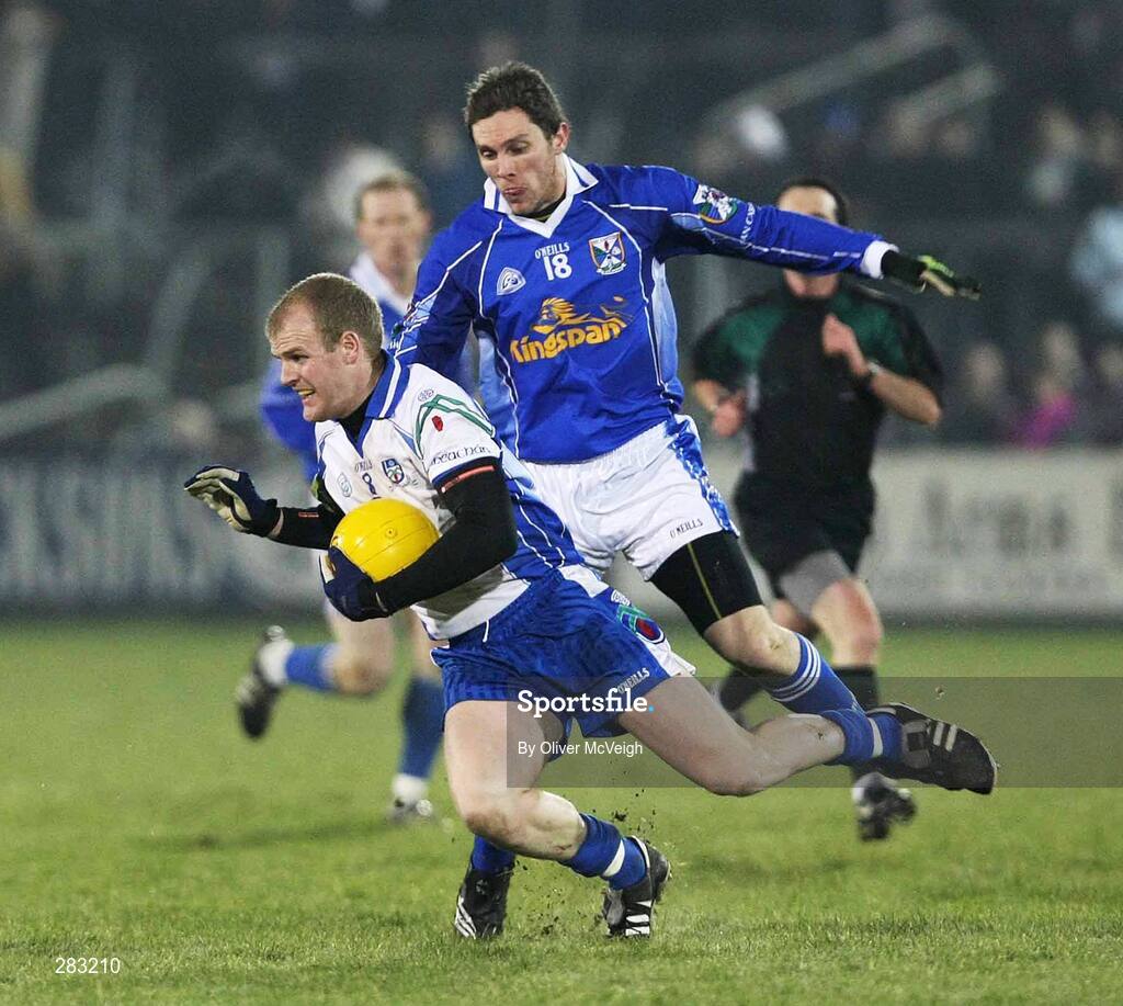 16 February 2008; Dick Clerkin, Monaghan, in action against Michael  Hannon, Cavan. Allianz National Football League, Division 2, Round 2, Cavan v Monaghan, Kingspan Breffni Park, Cavan. Picture credit; Oliver McVeigh / SPORTSFILE