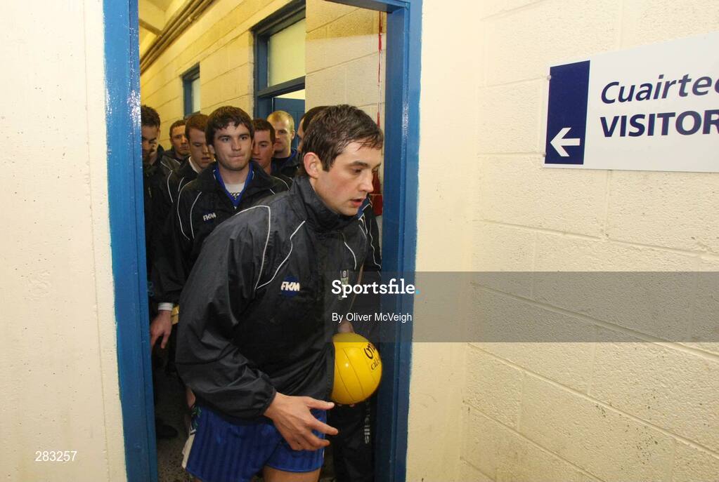 16 February 2008; Monaghan's Damien Freeman leads his players out to the pitch. Allianz National Football League, Division 2, Round 2, Cavan v Monaghan, Kingspan Breffni Park, Cavan. Picture credit; Oliver McVeigh / SPORTSFILE
