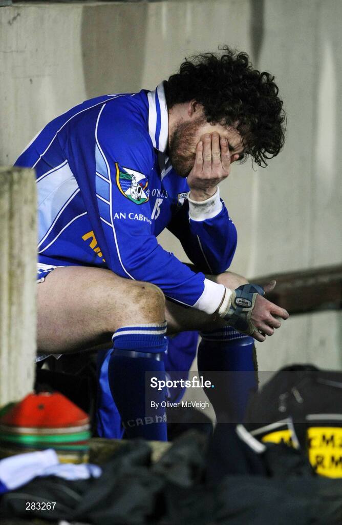 16 February 2008; A disappointed Cavan's Eddie O'Reilly sits in the dug out alone after being sent off. Allianz National Football League, Division 2, Round 2, Cavan v Monaghan, Kingspan Breffni Park, Cavan. Picture credit; Oliver McVeigh / SPORTSFILE