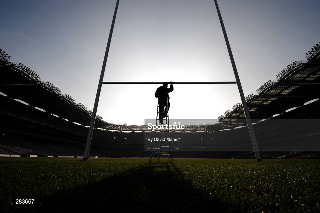 22 February 2008; Groundsman Paddy Newman during work at Croke Park before the RBS Six Nations game between Ireland and Scotland on Saturday. Croke Park, Dublin. Picture credit; David Maher / SPORTSFILE