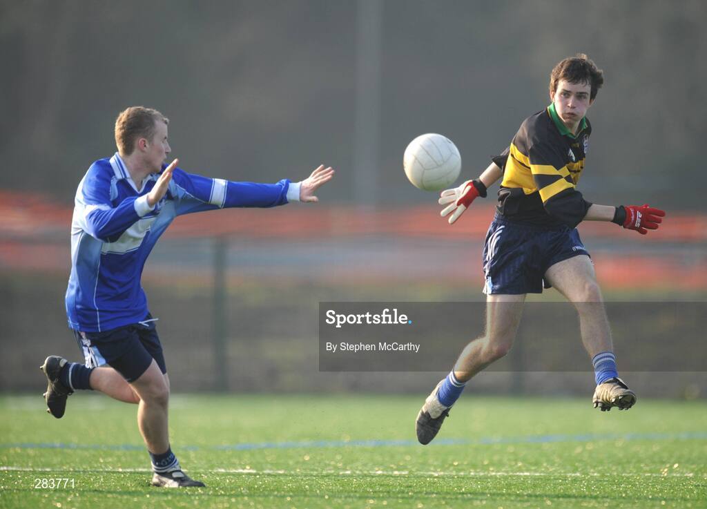 19 February 2008; Donal Ahern, Colaiste Eanna, in action against Dean Nolan, Old Bawn. Dublin Schools Senior Football B Semi-Final, Old Bawn Community School v Colaiste Eanna, UCD, Belfield, Dublin. Picture credit; Stephen McCarthy / SPORTSFILE