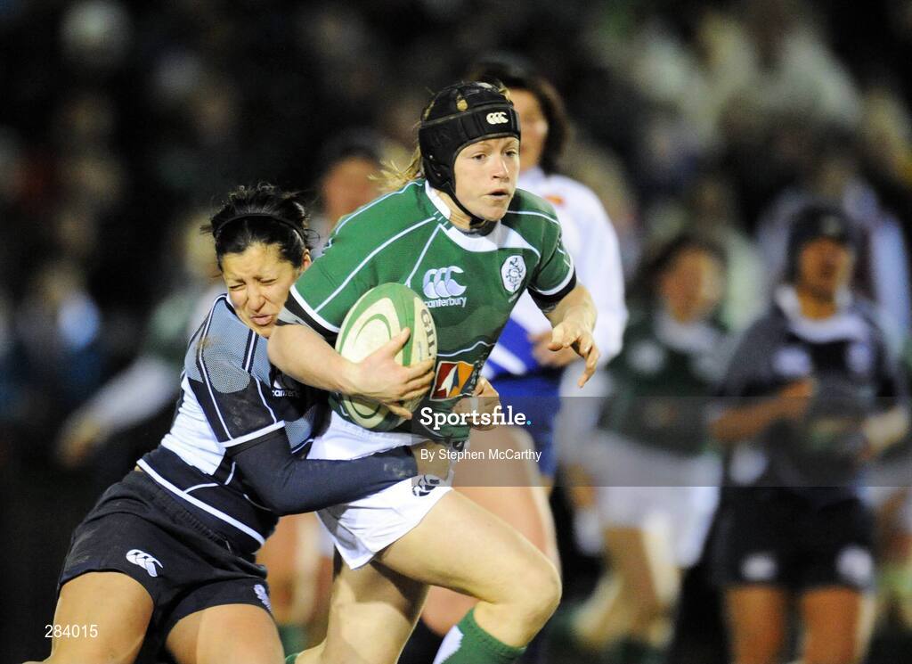 22 February 2008; Patrique Kelly, Ireland, is tackled by Suzi Newton, Scotland. Women's Six Nations Rugby Championship, Ireland v Scotland, Templeville Road, Dublin. Picture credit: Stephen McCarthy / SPORTSFILE