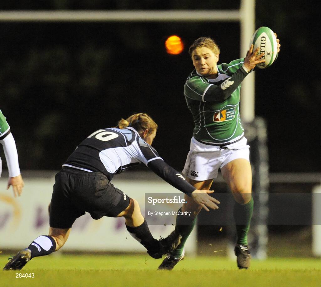 22 February 2008; Jo O'Sullivan, Ireland, escapes the tackle of Louise Dalgliesh, Scotland. Women's Six Nations Rugby Championship, Ireland v Scotland, Templeville Road, Dublin. Picture credit: Stephen McCarthy / SPORTSFILE