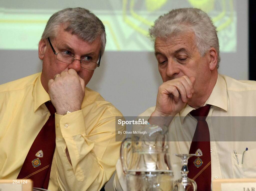 23 February 2008; Vice President Aogan Farrell and past President Michael Greenan during the Ulster Council Convention. Ulster Council Convention, Canal Court Hotel, Newry, Co. Down. Picture credit; Oliver McVeigh / SPORTSFILE