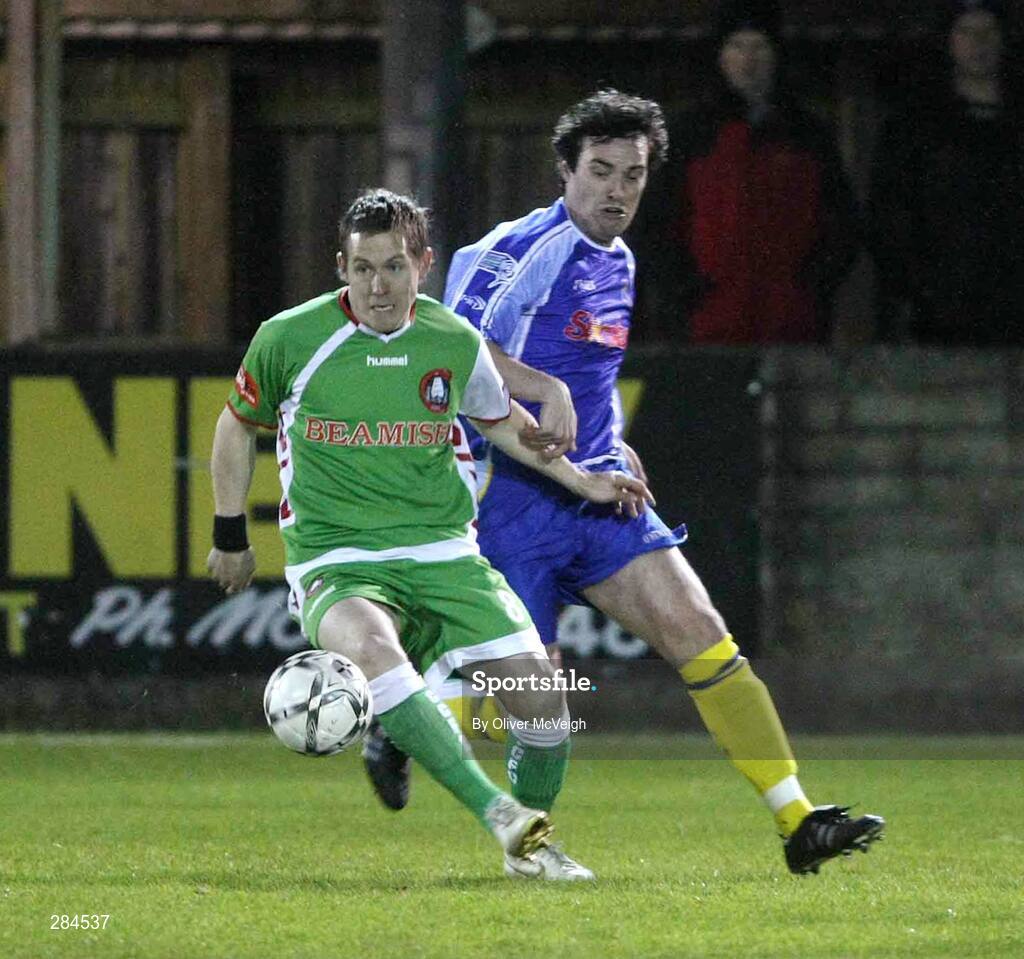 26 February 2008; Joe Gamble, Cork City, in action against Jo Curran, Dungannon Swifts. Setanta Cup, Dungannon Swifts v Cork City, Stangmore Park, Dungannon, Co. Tyrone. Picture credit; Oliver McVeigh / SPORTSFILE
