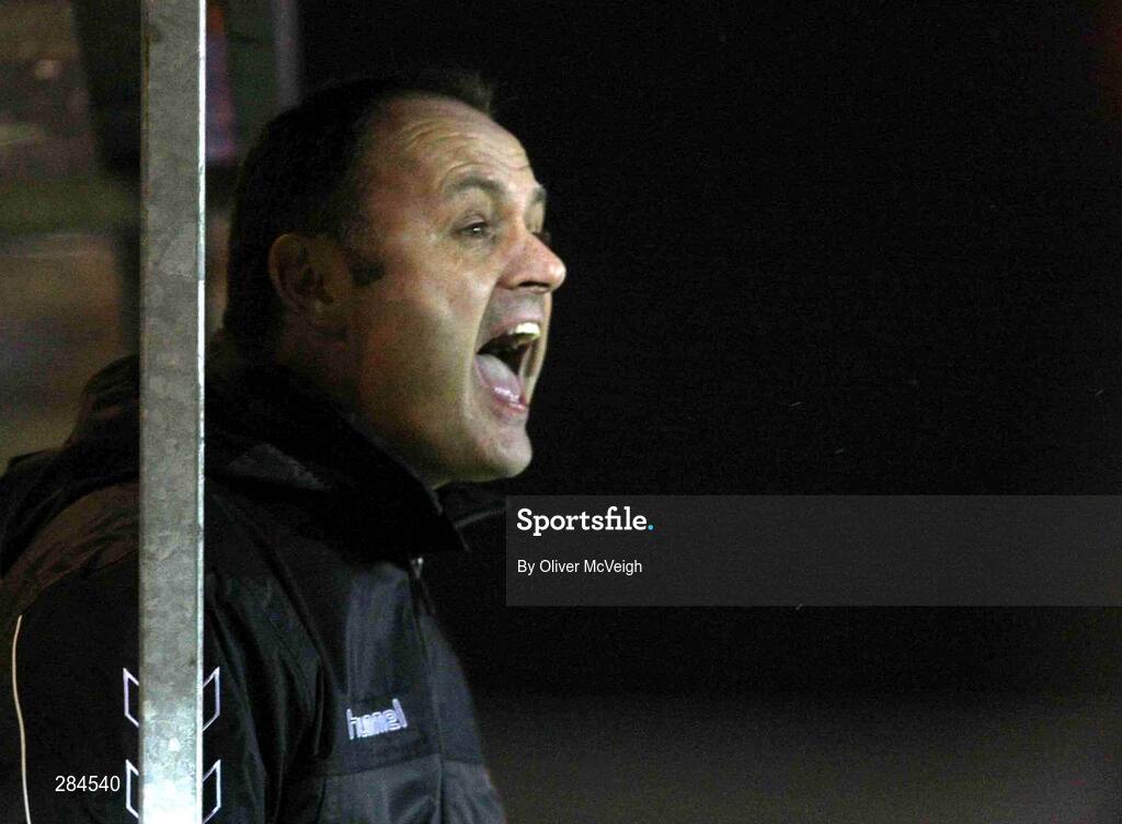 26 February 2008; Cork City Manager Alan Mathews issues instructions during the game. Setanta Cup, Dungannon Swifts v Cork City, Stangmore Park, Dungannon, Co. Tyrone. Picture credit; Oliver McVeigh / SPORTSFILE