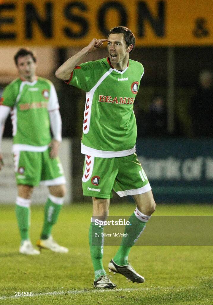 26 February 2008; Cork City's George O'Callaghan after scoring the first goal. Setanta Cup, Dungannon Swifts v Cork City, Stangmore Park, Dungannon, Co. Tyrone. Picture credit; Oliver McVeigh / SPORTSFILE
