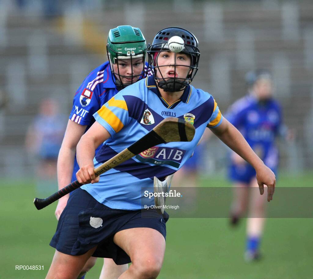 24 February 2008; Una Leacy, University College Dublin, in action against Karen Atkinson, Waterford IT. 2008 Ashbourne Cup Final, University College Dublin v Waterford IT, Casement Park, Belfast, Co. Antrim. Picture credit: Oliver McVeigh / SPORTSFILE