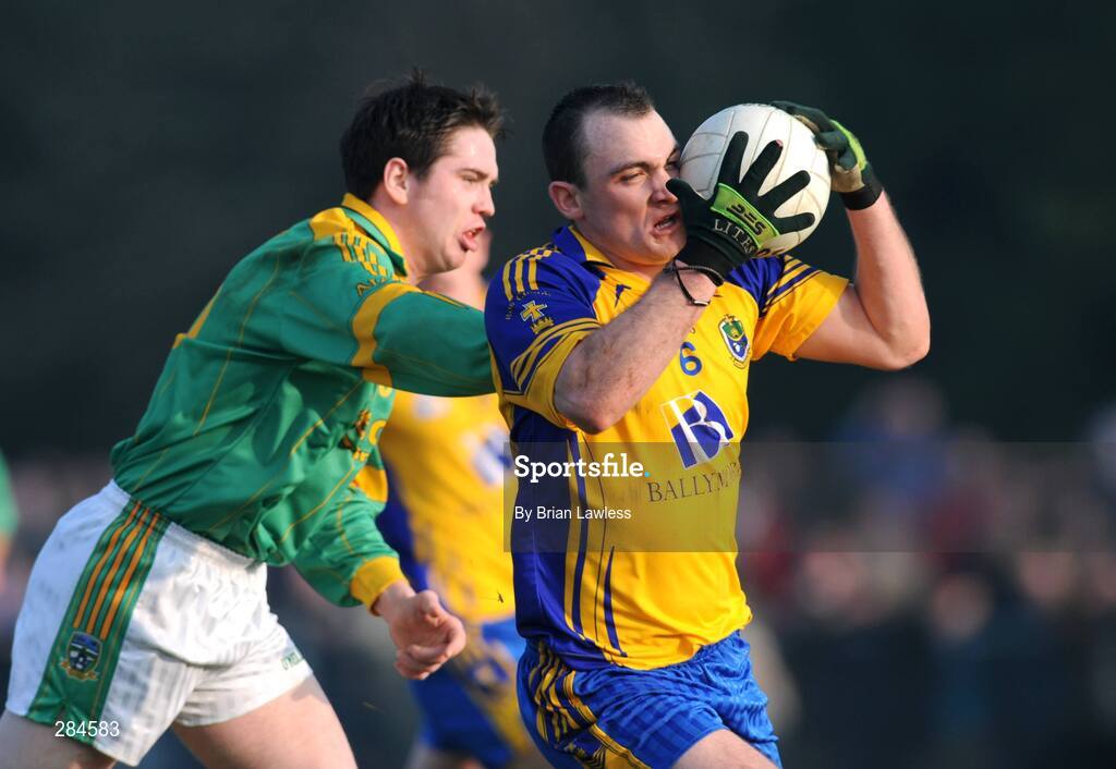 17 February 2008; Enda Kenny, Roscommon, in action against Peadar Byrne, Meath. Allianz National Football League, Division 2, Round 2, Roscommon v Meath, St. Brigid's, Kiltoom, Co. Roscommon. Picture credit; Brian Lawless / SPORTSFILE