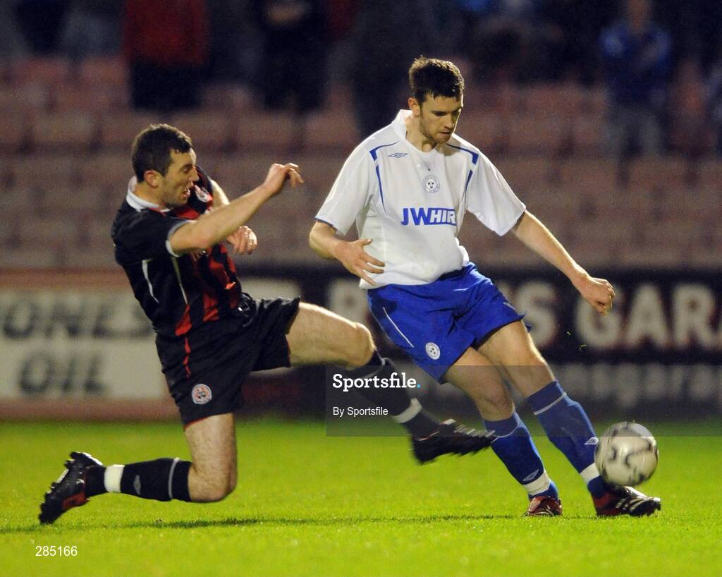 29 February 2008; Robbie Hedderman, Shelbourne, in action against Jason Byrne, Bohemians. Pre-season Friendly, Bohemians v Shelbourne, Dalymount Park, Dublin. Photo by Sportsfile