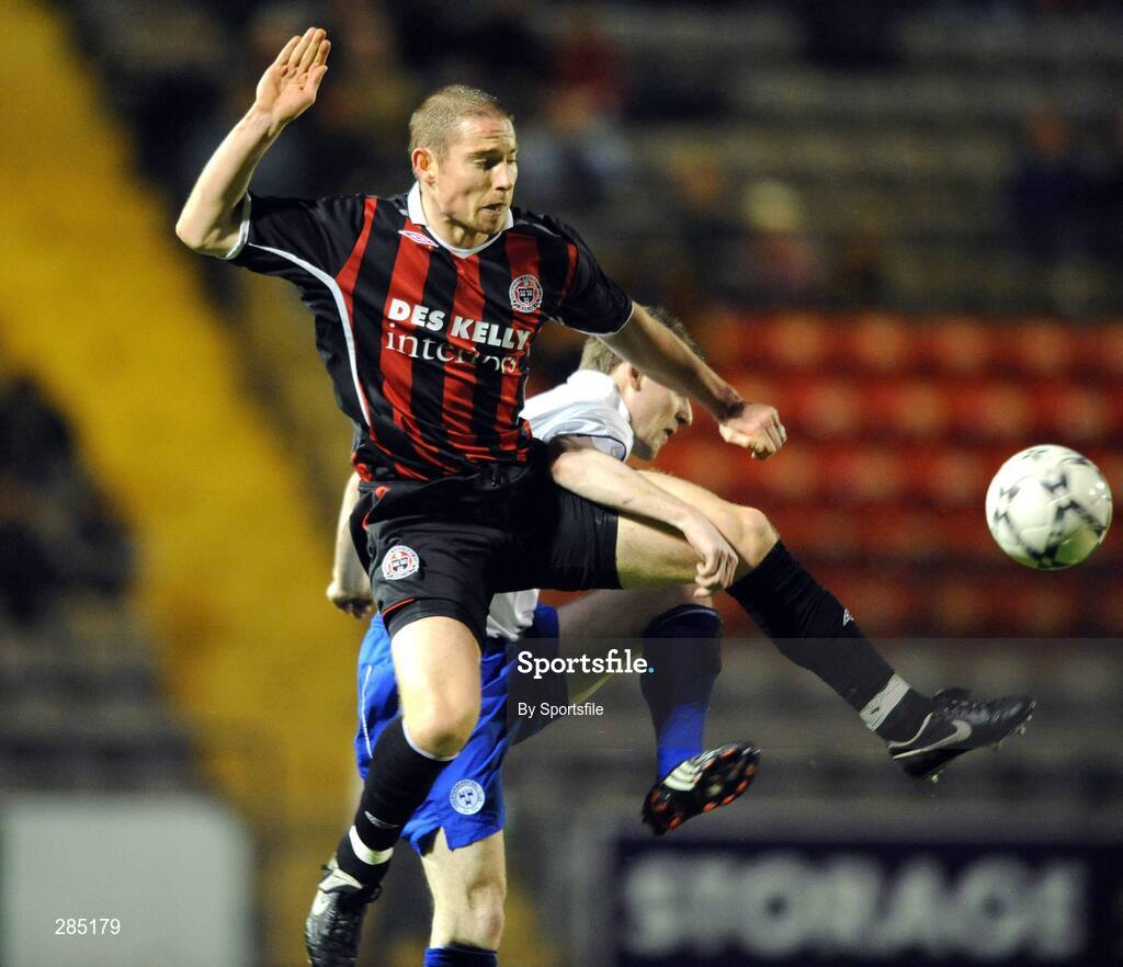29 February 2008; Glen Cronin, Bohemians, in action against Mark O'Brien, Shelbourne. Pre-season Friendly, Bohemians v Shelbourne, Dalymount Park, Dublin. Photo by Sportsfile