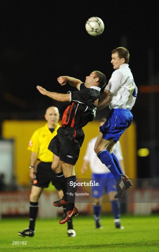 29 February 2008; Chris Turner, Bohemians, in action against Mark O'Brien, Shelbourne. Pre-season Friendly, Bohemians v Shelbourne, Dalymount Park, Dublin. Photo by Sportsfile