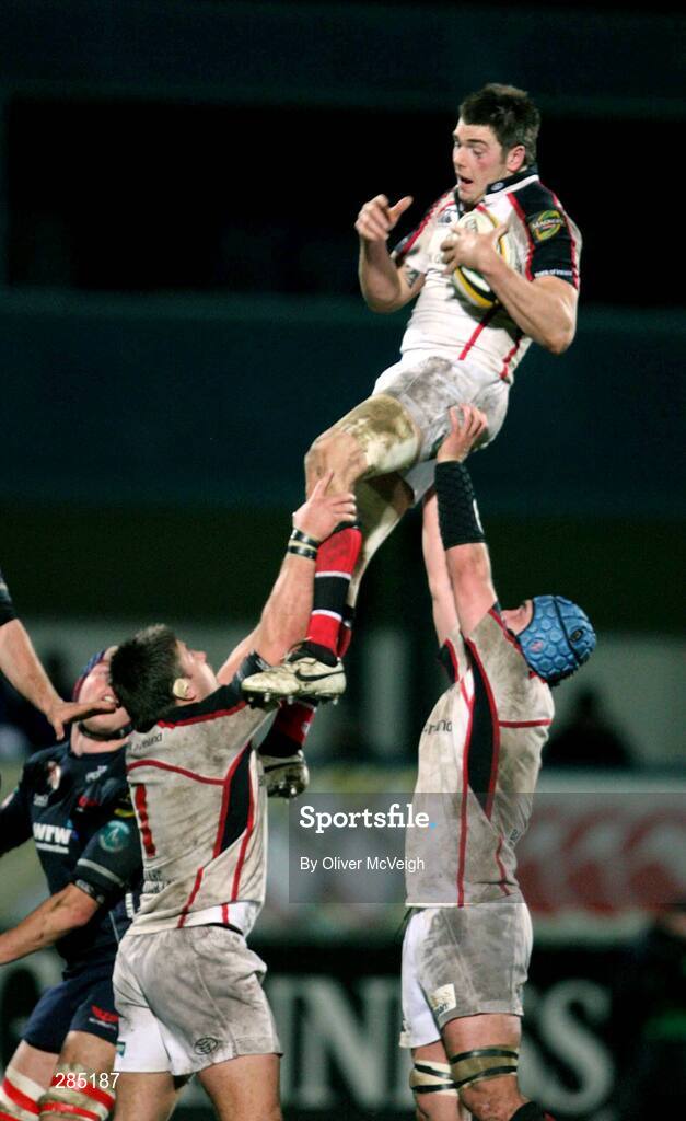 29 February 2008; Ulster's Ryan Caldwell wins possession in the lineout. Magners League, Ulster v Llanelli Scarlets, Ravenhill Park, Belfast, Co. Antrim. Picture credit: Oliver McVeigh / SPORTSFILE