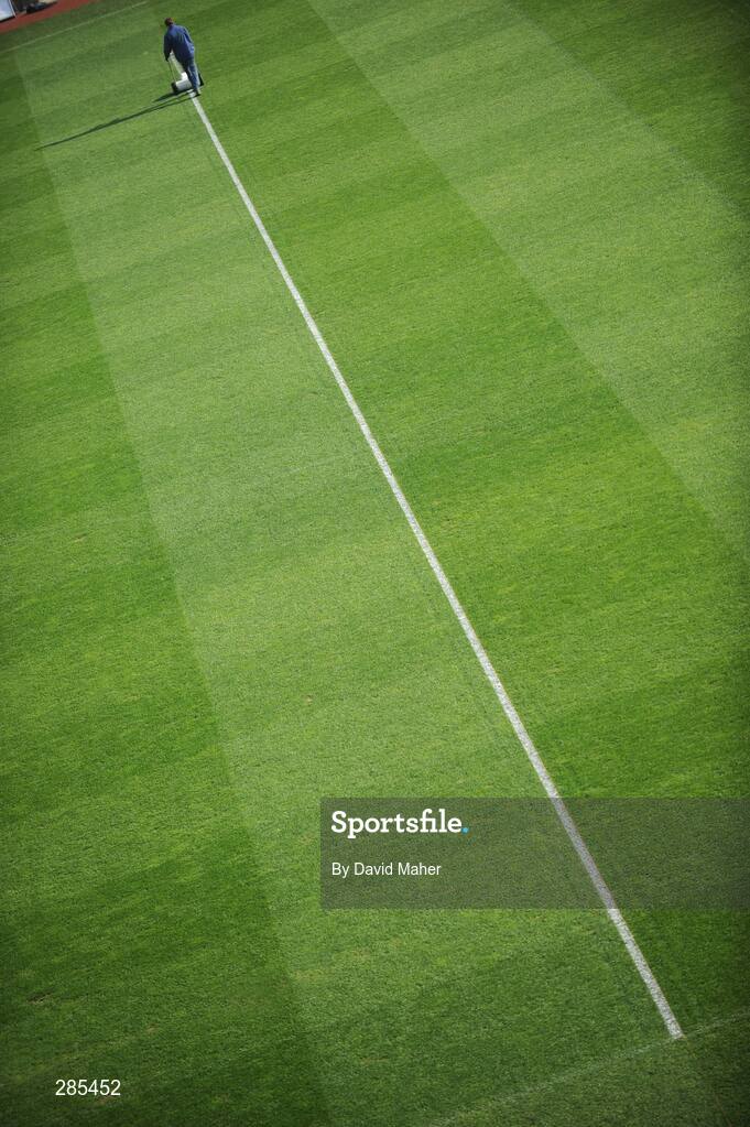 19 February 2008; A general view of groundsman cutting grass at Croke Park before the RBS Six Nations game between Ireland and Scotland on Saturday. Croke Park, Dublin. Picture credit; David Maher / SPORTSFILE