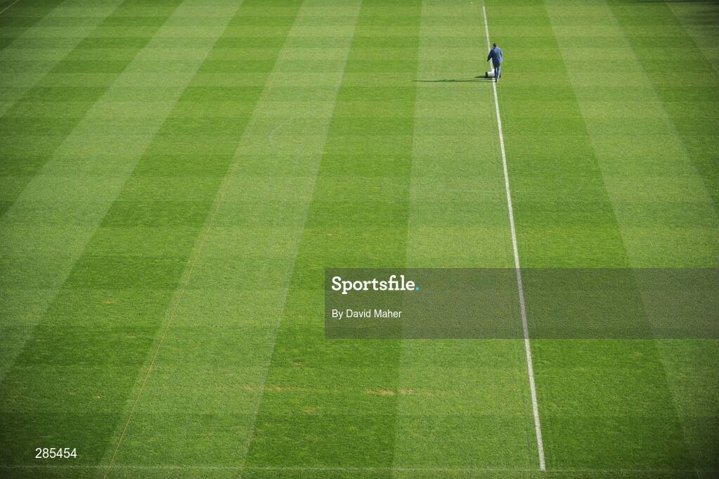 19 February 2008; A general view of groundsman cutting grass at Croke Park before the RBS Six Nations game between Ireland and Scotland on Saturday. Croke Park, Dublin. Picture credit; David Maher / SPORTSFILE