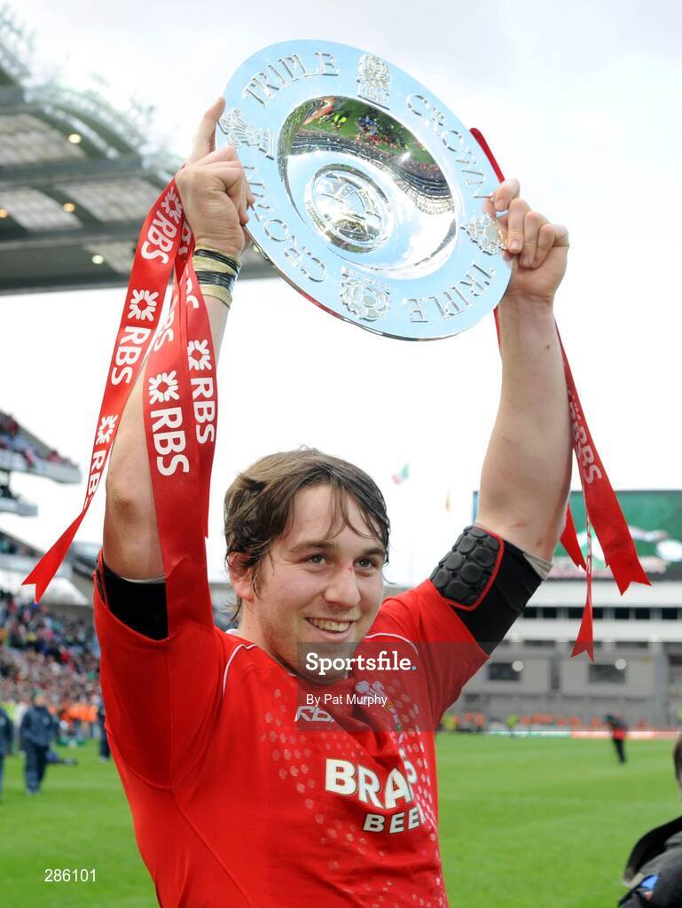 8 March 2008; Welsh captain Ryan Jones with the Triple Crown trophy after the game. RBS Six Nations Rugby Championship, Ireland v Wales, Croke Park, Dublin. Picture credit: Pat Murphy / SPORTSFILE