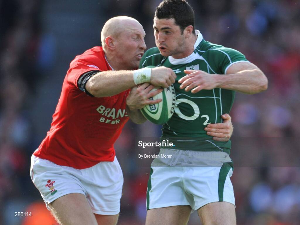 8 March 2008; Rob Kearney, Ireland, is tackled by Tom Shanklin, Wales. RBS Six Nations Rugby Championship, Ireland v Wales, Croke Park, Dublin. Picture credit: Brendan Moran / SPORTSFILE