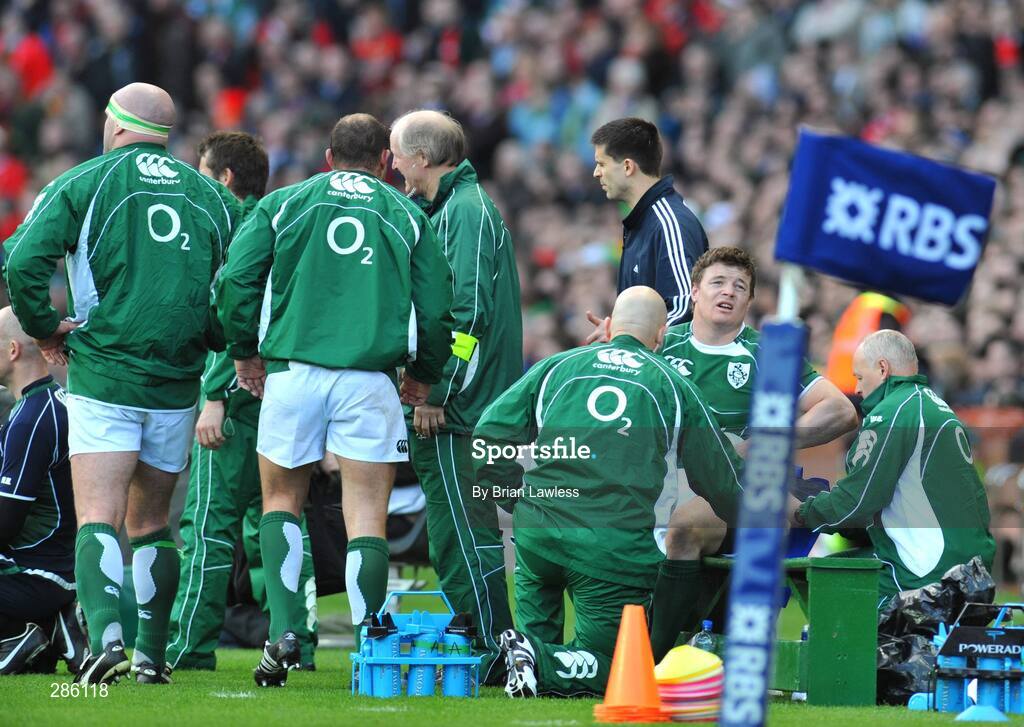 8 March 2008; Ireland captain Brian O'Driscoll watches the action on the big screen having come off with an injury in the second half. RBS Six Nations Rugby Championship, Ireland v Wales, Croke Park, Dublin. Picture credit: Brian Lawless / SPORTSFILE
