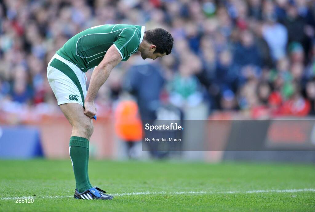 8 March 2008; A dejected Rob Kearney, Ireland, at the end of the game. RBS Six Nations Rugby Championship, Ireland v Wales, Croke Park, Dublin. Picture credit: Brendan Moran / SPORTSFILE