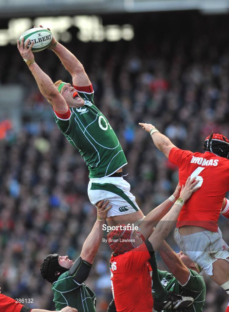8 March 2008; Ireland's Paul O'Connell wins possession in a lineout. RBS Six Nations Rugby Championship, Ireland v Wales, Croke Park, Dublin. Picture credit: Brian Lawless / SPORTSFILE
