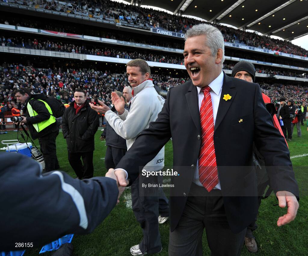 8 March 2008; Wales coach Warren Gatland is congratulated after the game. RBS Six Nations Rugby Championship, Ireland v Wales, Croke Park, Dublin. Picture credit: Brian Lawless / SPORTSFILE