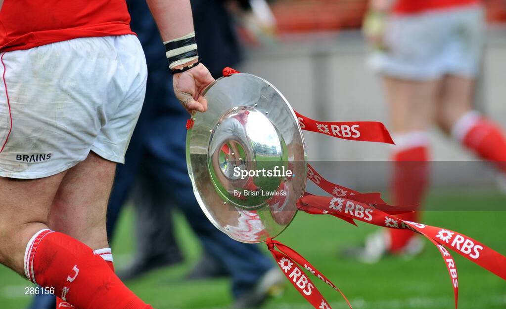 8 March 2008; Adam Jones, Wales, carries the Triple Crown after the match. RBS Six Nations Rugby Championship, Ireland v Wales, Croke Park, Dublin. Picture credit: Brian Lawless / SPORTSFILE