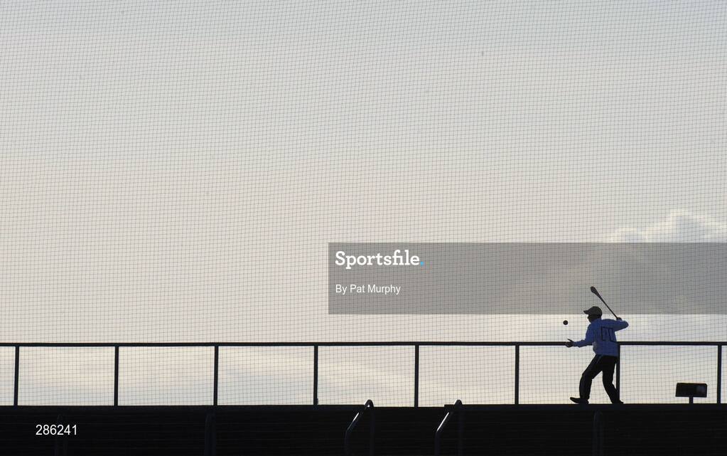 9 March 2008; A young supporter practices his skills during the game. Allianz National Hurling League, Division 1A, Round 3, Wexford v Kilkenny, Wexford Park, Wexford. Picture credit: Pat Murphy / SPORTSFILE