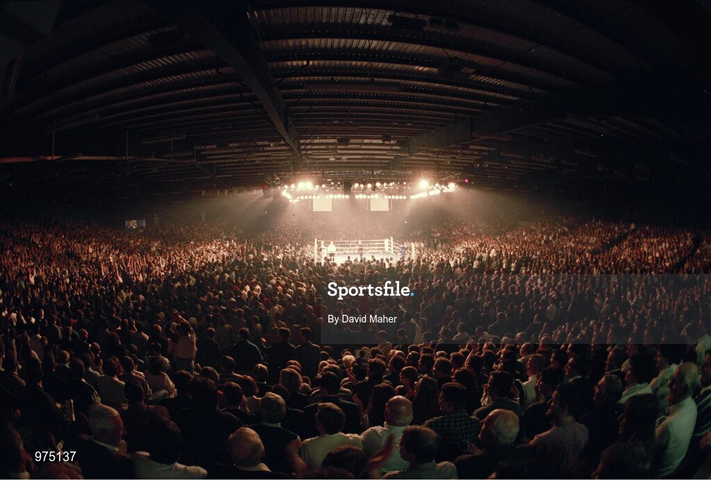 18 March 1995; A general view of the crowd as the fighters are announced ahead of the bout. WBO Super-Middleweight Title Fight, Steve Collins v Chris Eubank, Millstreet Arena, Co. Cork, Ireland. Picture credit; David Maher / SPORTSFILE