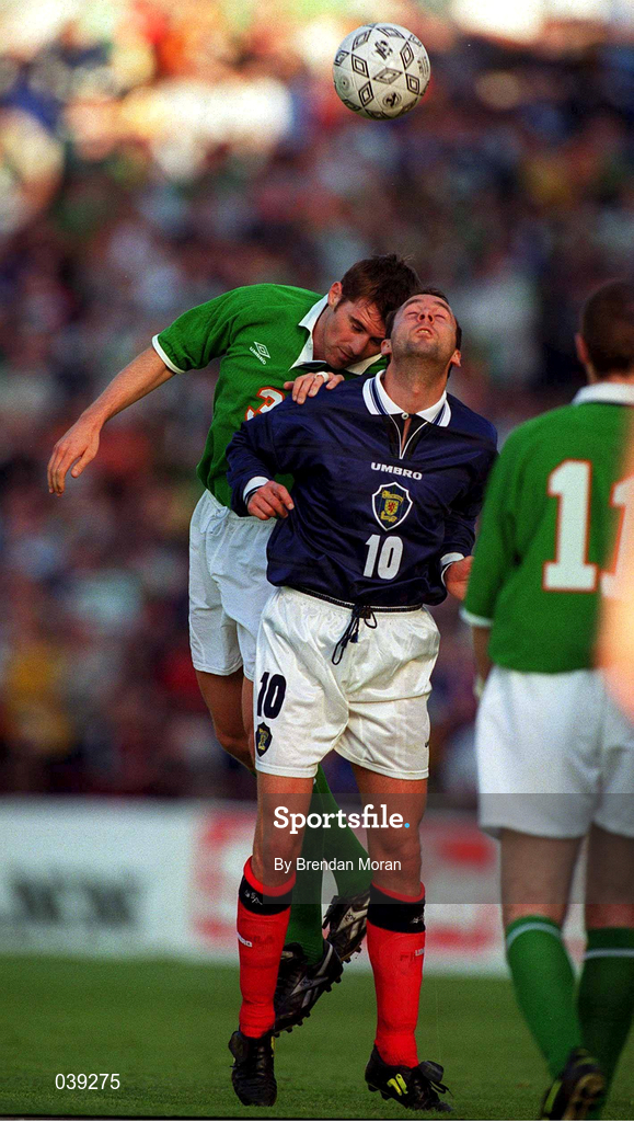 30 May 2000; Don Hutchison of Scotland in action against Kevin Kilbane of Republic of Ireland during the International Friendly match between Republic of Ireland and Scotland at Lansdowne Road in Dublin. Photo by Brendan Moran/Sportsfile