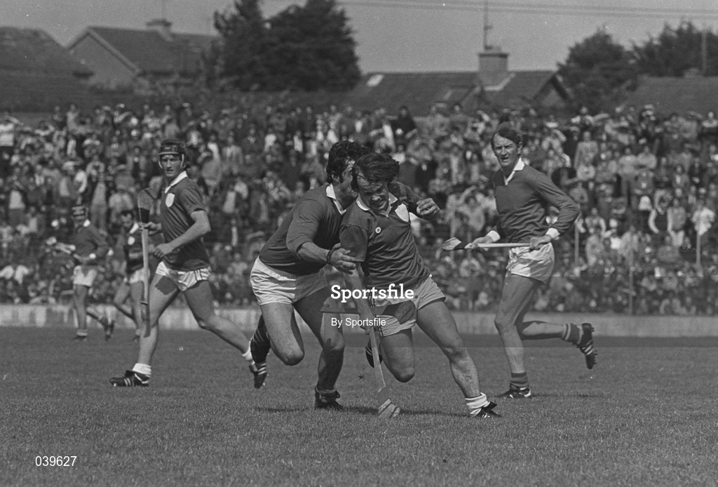 12 June 1983; Paudie Fitzmaurice of Limerick is tackled by Cork's John Buckley during the Munster Senior Hurling Championship Semi-Final match between Cork and Limerick at the Gaelic Grounds in Limerick. Photo by Sportsfile