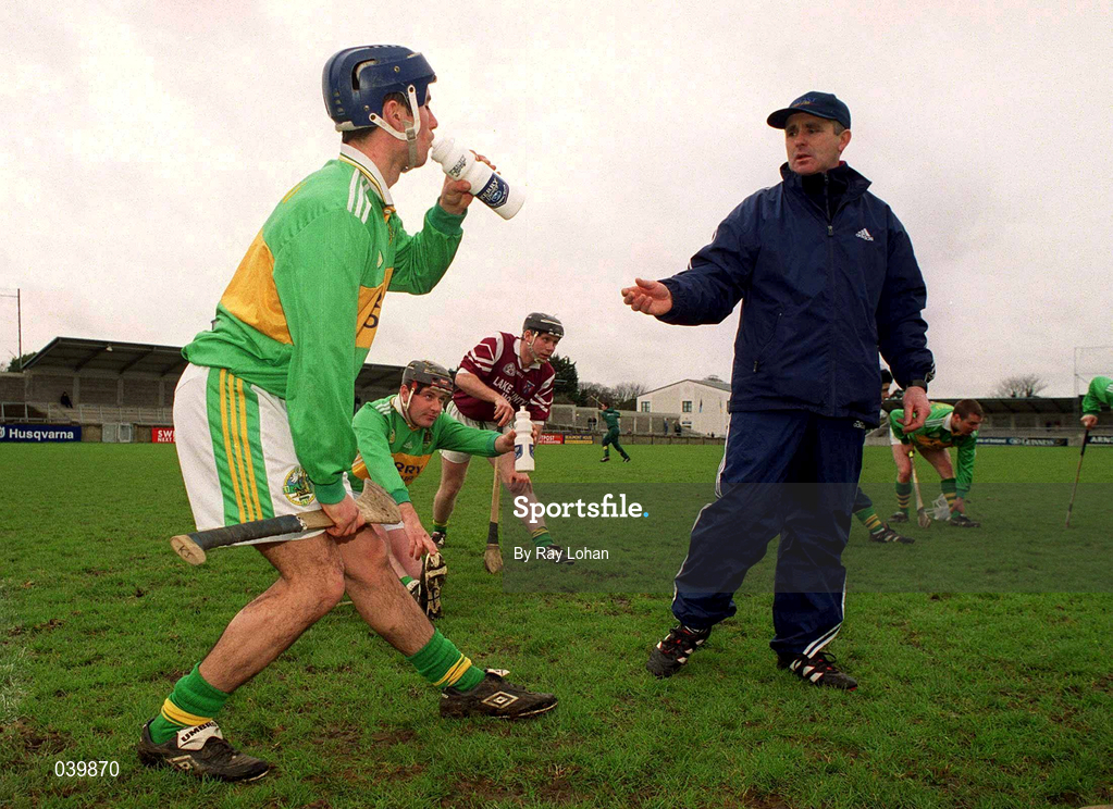 27 February 2000; Kerry manager Michael O'Halloran speaks with Willie Joe Leen prior to the Church & General National Hurling League Division 1A Round 2 match between Dublin and Kerry at Parnell Park in Dublin. Photo by Ray Lohan/Sportsfile