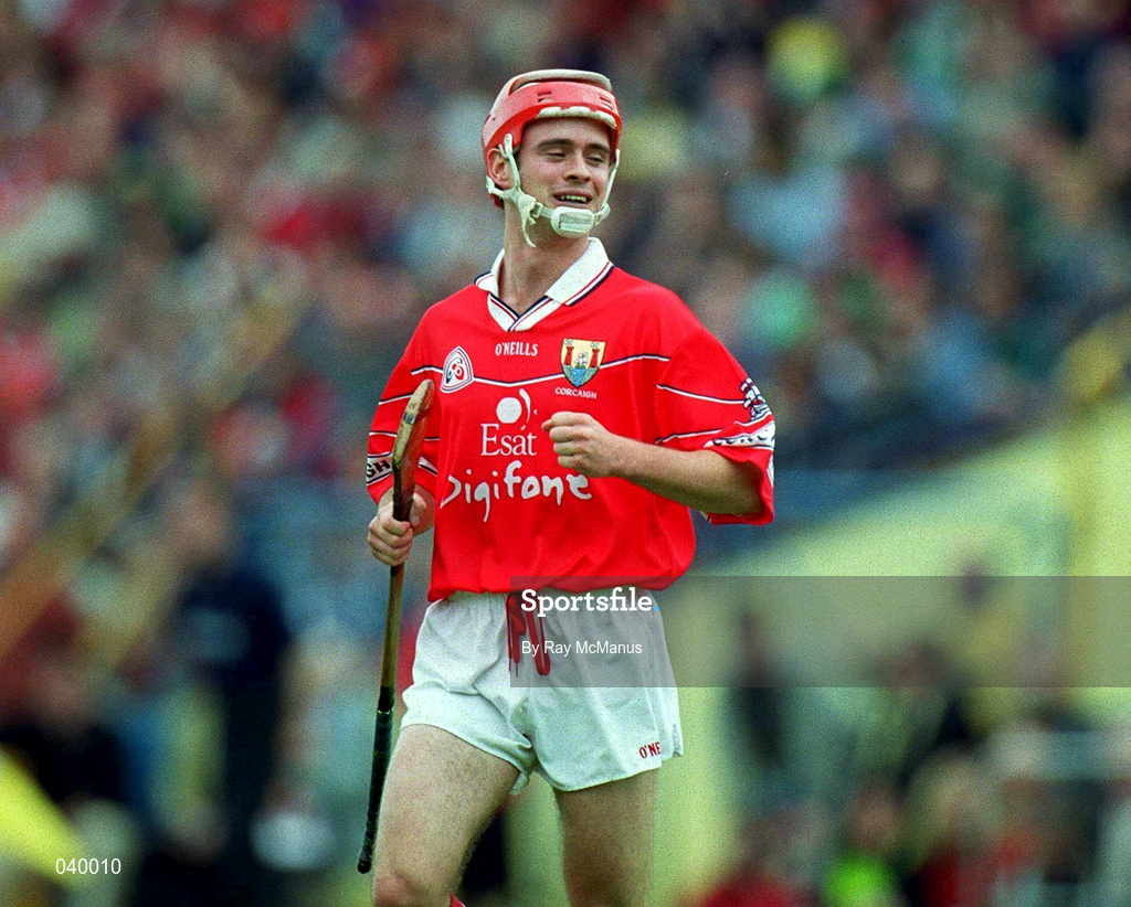 4 June 2000; Sean McGrath of Cork after scoring a goal during the Guinness Munster Senior Hurling Championship Semi-Final match between Cork and Limerick at Semple Stadium in Thurles, Tipperary. Photo by Ray McManus/Sportsfile