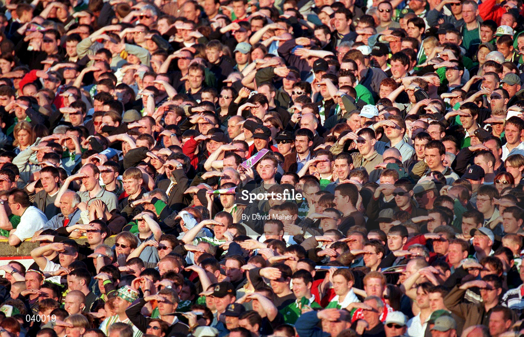 30 May 2000; Supporters watch on during the International Friendly match between Republic of Ireland and Scotland at Lansdowne Road in Dublin. Photo by David Maher/Sportsfile