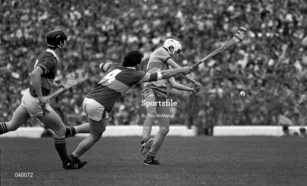 21 June 1987l Gerry O'Loughlin of Clare in action against Seamus Gibson, 4, of Tipperary during the Munster Senior Hurling Championship Semi-Final Replay between Tipperary and Clare at Fitzgerald Stadium in Killarney, Kerry. Photo by Ray McManus/Sportsfile