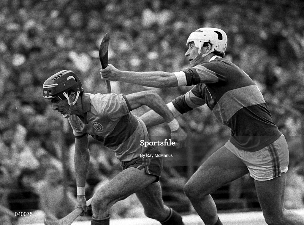 21 June 1987; Clare full-forward Syl Dolan in action against Conor Donovan of Tipperary during the Munster Senior Hurling Championship Semi-Final Replay between Tipperary and Clare at Fitzgerald Stadium in Killarney, Kerry. Photo by Ray McManus/Sportsfile