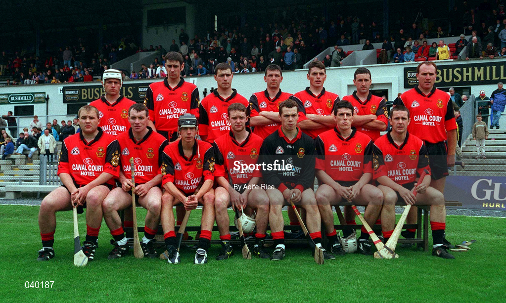 11 June 2000; The Down team prior to the Guinness Ulster Senior Hurling Championship Semi-Final match between Derry and Down at Casement Park in Belfast. Photo by Aoife Rice/Sportsfile